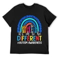 thumbnail image 1 of Mens It's Ok To Be Different Autism Awareness Leopard Rainbow T-Shirt Black, 1 of 5