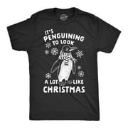 Mens It's Penguining To Look A Lot Like Christmas Tshirt Funny Holiday Penguin Xmas Tee Graphic Tees