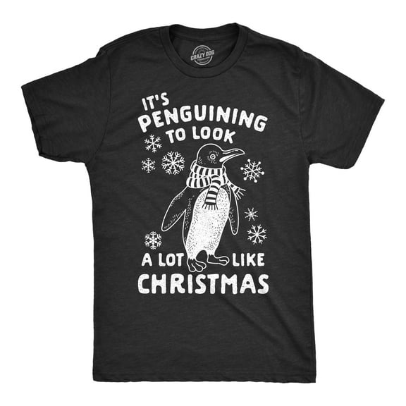 Mens It's Penguining to Look A Lot Like Christmas T Shirt Funny Holiday Penguin Xmas Tee Graphic Tees