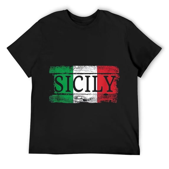 Mens Italia Italian Flag I Vintage Sicily Italy T-Shirt Black Large