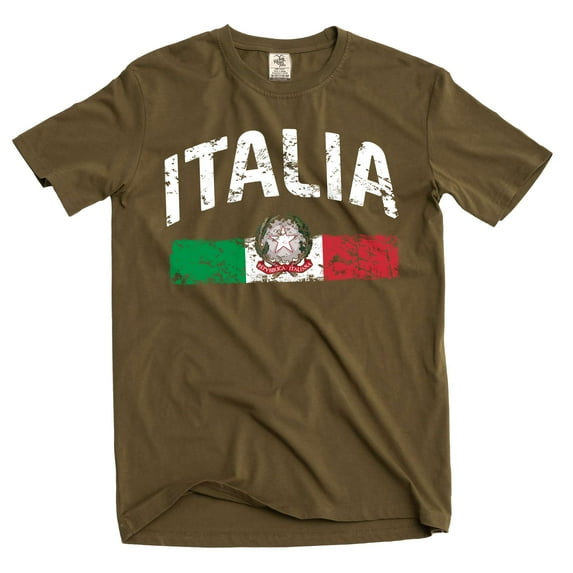 Silk Road Tees Italia T-Shirt Italy Flag Italian Mens Tee Shirt (X-Large Military Green)