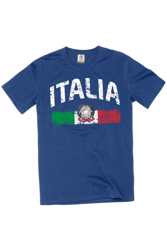 Silk Road Tees Italia T-Shirt Italy Flag Italian Mens Tee Shirt (XX-Large Navy Blue)