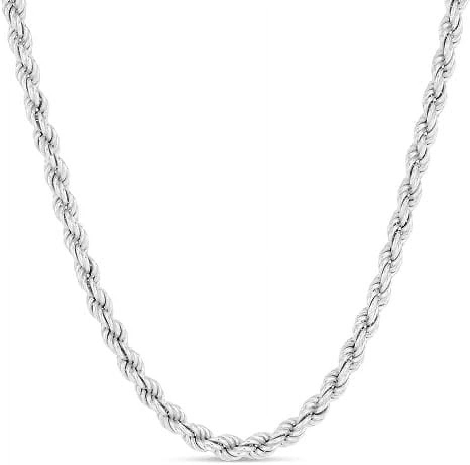 Mens Italian 925 Sterling Silver Diamond Cut Rope Chain Necklace, 6MM