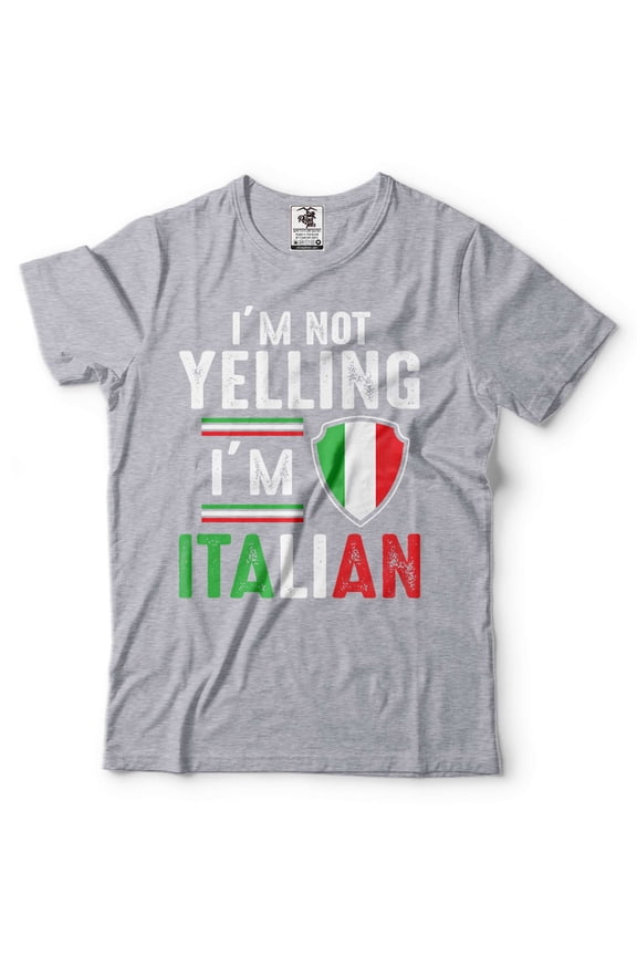 Mens Italian Funny Shirt I'm Not Yelling I'm Italian Shirt Italian Joke Shirt Italy Gifts (Small Grey)