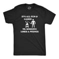 thumbnail image 1 of Mens Its All Fun and Games Til Someone Loses A Wiener T Shirt Funny Cookout Campfire Hot Dog Joke Tee for Guys Graphic Tees, 1 of 9
