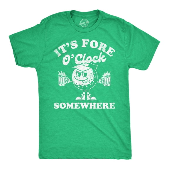 Mens Its Fore O Clock Somewhere Funny T Shirts Sarcastic Golf Tee for Men Graphic Tees