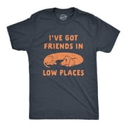 Mens Ive Got Friends In Low Places T Shirt Funny Wiener Dog Dachshund Graphic Tee Graphic Tees
