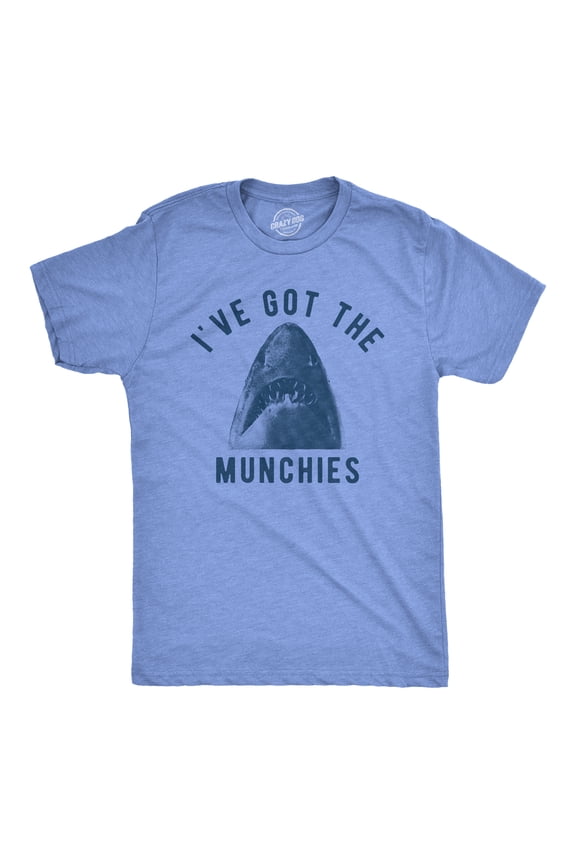 Mens Ive Got The Munchies T Shirt Funny Shark Bite Attack Eating Joke Tee for Guys Graphic Tees