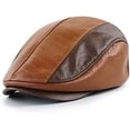 thumbnail image 1 of Mens Ivy Cap PU Leather Newsboy Hat Adjustable Beret Caps Classic Golf Flat Cap Gatsby Driving Fishing Hat, 1 of 9