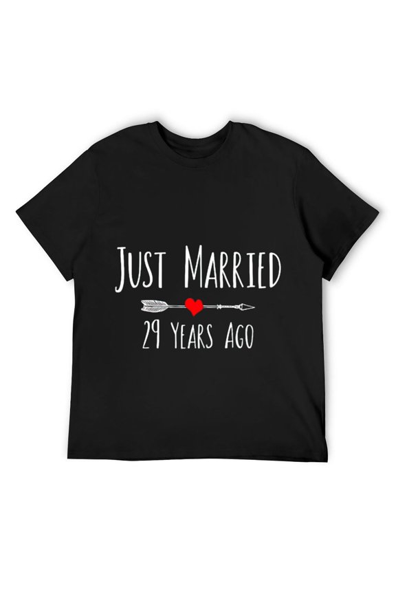 Mens JUST MARRIED 29 YEARS AGO 29TH wedding anniversary T-Shirt Black