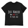 thumbnail image 1 of Mens JUST MARRIED 45 YEARS AGO husband wife anniversary Round Neck T-Shirt Black, 1 of 5