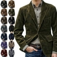 thumbnail image 1 of Mens Jackests Fashionable British Solid Color Corduroy Retro Casual Single Breasted Suit Tops Turndown Breasted Cardigan Multi Pocket Coat Jackets for Mens, 1 of 8