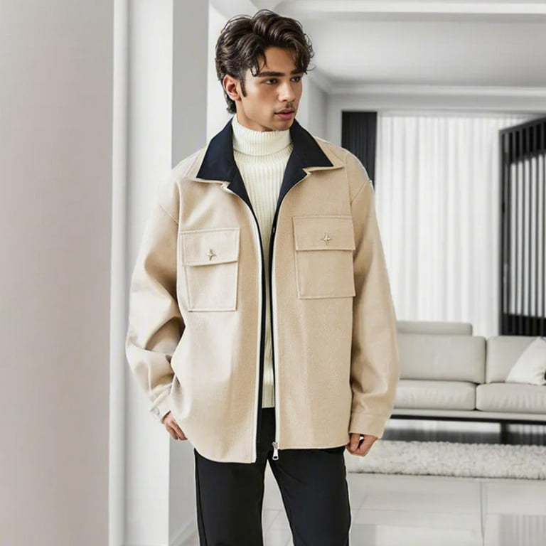 Mens Jacket 2024 Jacket Loose Fitting Big Size Mens Jackets Men s autumn and winter large size jacket coat Walmart