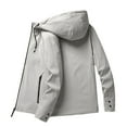 thumbnail image 1 of Mens Jacket Autumn Winter Zipper Down Solid Color Hooded Jackets Liner Thickened Casual Top Coat Grey, 1 of 4