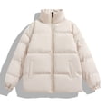 thumbnail image 1 of Mens Jacket Beige Quilted Puffer Down Jacket Winter Warm Plain Men Clothing, 1 of 2