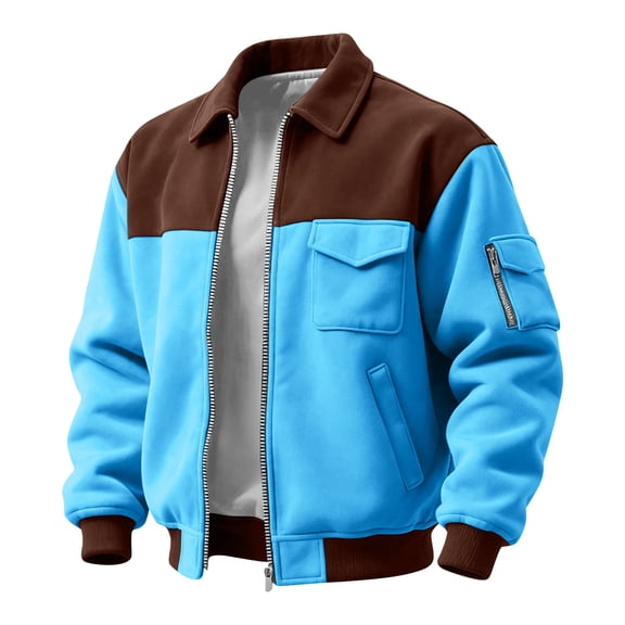 Mens Jacket Bomber Zip Up Flight Lightweight Jackets Casual Stylish Fall Winter Coats Blue 3XL