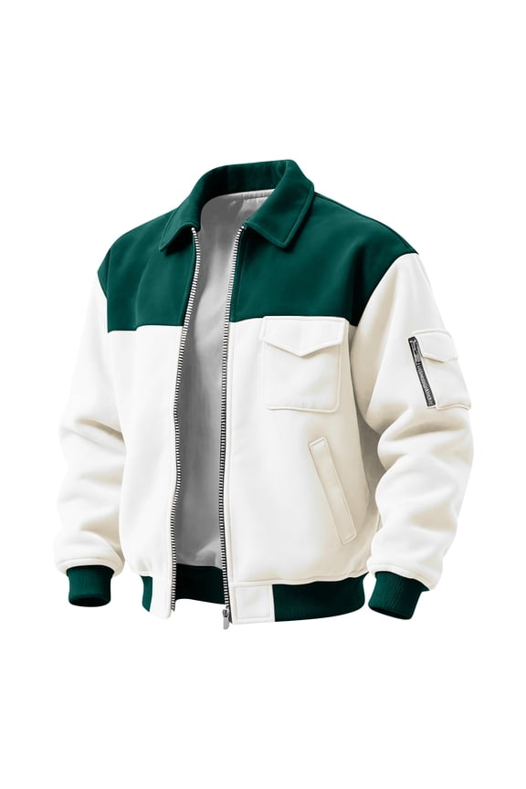 Mens Jacket Bomber Zip Up Flight Lightweight Jackets Casual Stylish Fall Winter Coats White L