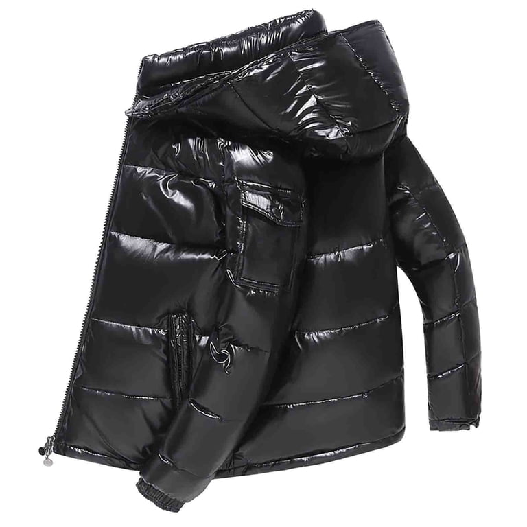 Mens Jacket Buffer Bubble Thick Coat Metallic Shiny Ultralight 