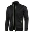 thumbnail image 1 of Mens Jacket Classic Fit Zip Up Fall Winter Jacket Solid Color Long Sleeve Sweater Men's Jacket, 1 of 4