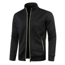 Mens Jacket Classic Fit Zip Up Fall Winter Jacket Solid Color Long Sleeve Sweater Mens Jackets