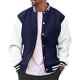 thumbnail image 1 of Mens Jacket Coat Fashion Varsi Causal Slim Fit Baseball Classic College Mens Fall Coats,Navy,S, 1 of 9