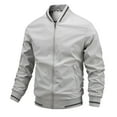 thumbnail image 1 of Mens Jacket Coat Loose Sports Casual Bussiness Full Zip Wind Breaker Jackets Mens,White,XL, 1 of 3