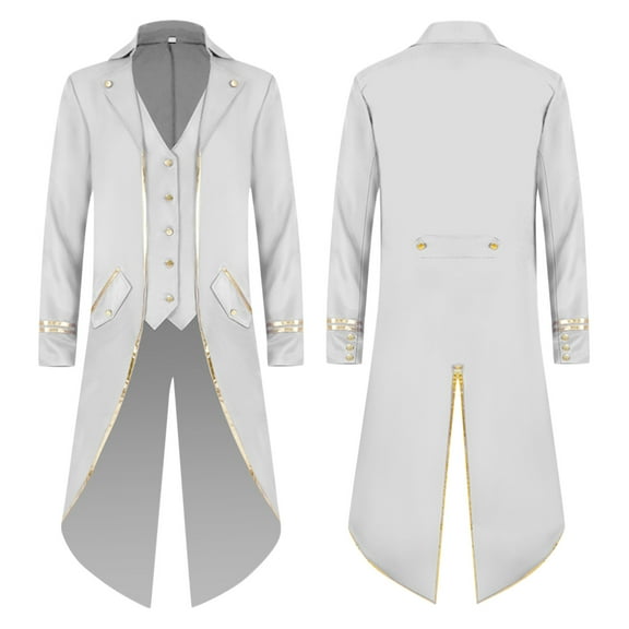 Mens Jacket Coat Vintage Slim Retro Punk Gold Edge Mens Fall Coats,White,4XL
