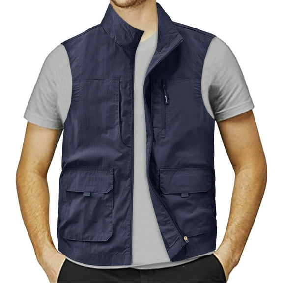 Mens Jacket Field Professional Emergency Fishing Pocket Vest Zipper Front, Multiple Pockets, Lightweight, Versatile