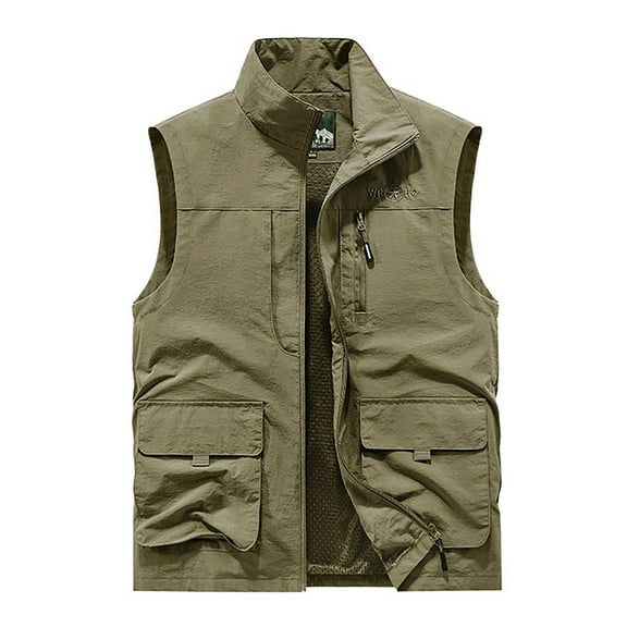 Mens Jacket Field Professional Emergency Fishing Pocket Vest Zipper Front, Multiple Pockets, Lightweight, Versatile