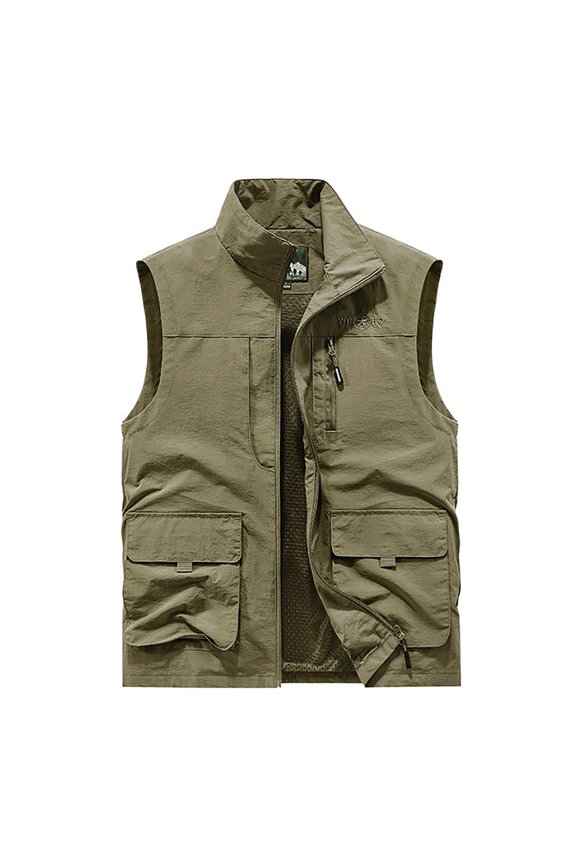 Mens Jacket Field Professional Emergency Fishing Pocket Vest Zipper Front, Multiple Pockets, Lightweight, Versatile