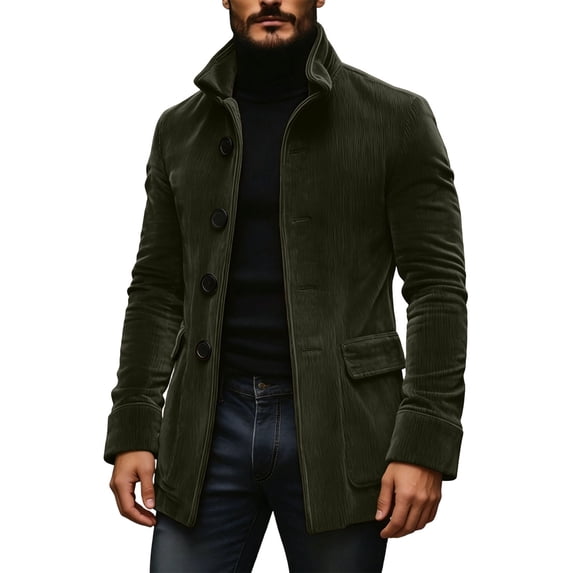 Mens Jacket Lapel Collar Breathable Button Suit Jacket Solid Color Open Cardigan Blazer With Button Pockets For Daily Casual Wear
