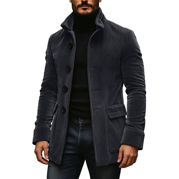 Mens Jacket Lapel Collar Breathable Button Suit Jacket Solid Color Open Cardigan Blazer With Button Pockets For Daily Casual Wear