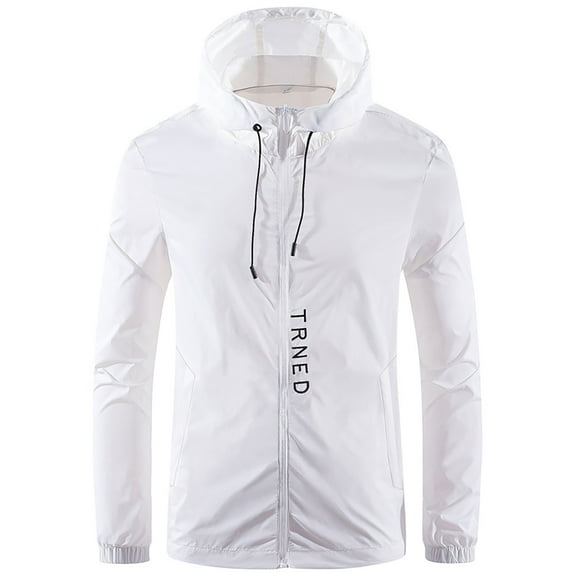 Mens Jacket Lightweight Waterproof with Hood Outdoor Rain Sun Protection Travel Hiking Cycling