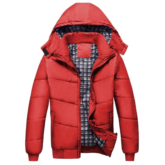Mens Jacket Men's Solid Color Hooded Jacket Padded Jacket Fashion Padded Jacket Men's Warm Padded Jacket,Jacket for Men,Mens Jackets Lightweight Mens Winter Jacket Mens Fall Jacket Winter Jacket
