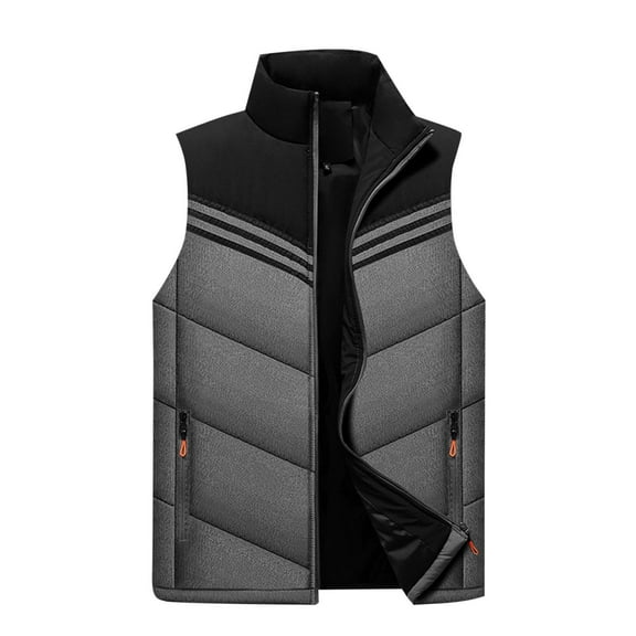 Mens Jacket Sevevn Men's Puffer Vest Casual Stand Collar Quilted Waistcoat Outdoor Padded Ski Vest