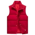 thumbnail image 1 of Mens Jacket Sevevn Men's Vest Solid Color Sleeveless Stand Collar Zipper Cardigan Warm Jacket, 1 of 3
