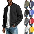 thumbnail image 1 of Mens Jacket Stand Collar Full Zip Easy Care Plus Size Regular Fit Windproof Breathable Outdoor Travel Utility Coat, 1 of 10