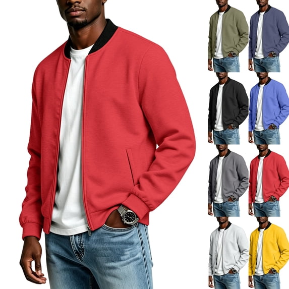 Mens Jacket Stand Collar Full Zip Easy Care Plus Size Regular Fit Windproof Breathable Outdoor Travel Utility Coat