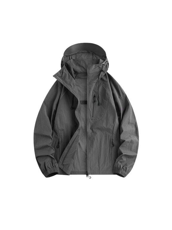 Mens Jacket Sun Protection Quick Dry Moisture-Wicking Zip Up Hoodie Pullover Long Sleeve Hiking Coat Dad Gifts