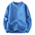 thumbnail image 1 of Mens Jacket Sweater Jacquard Crew Neck Long Sleeve Solid Thickened Mens Warm Clothes,Blue,4XL, 1 of 4