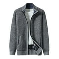 thumbnail image 1 of Mens Jacket Sweater Zipper Solid Color Pockets High Neck Thickened Knit Mens Casual Sweaters,Light Gray,XL, 1 of 8