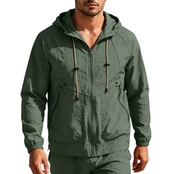 Mens Jacket Waterproof UPF 50+ UV Protection Quick Dry Lightweight Zip Up Hoodie Pullover Dad Gifts