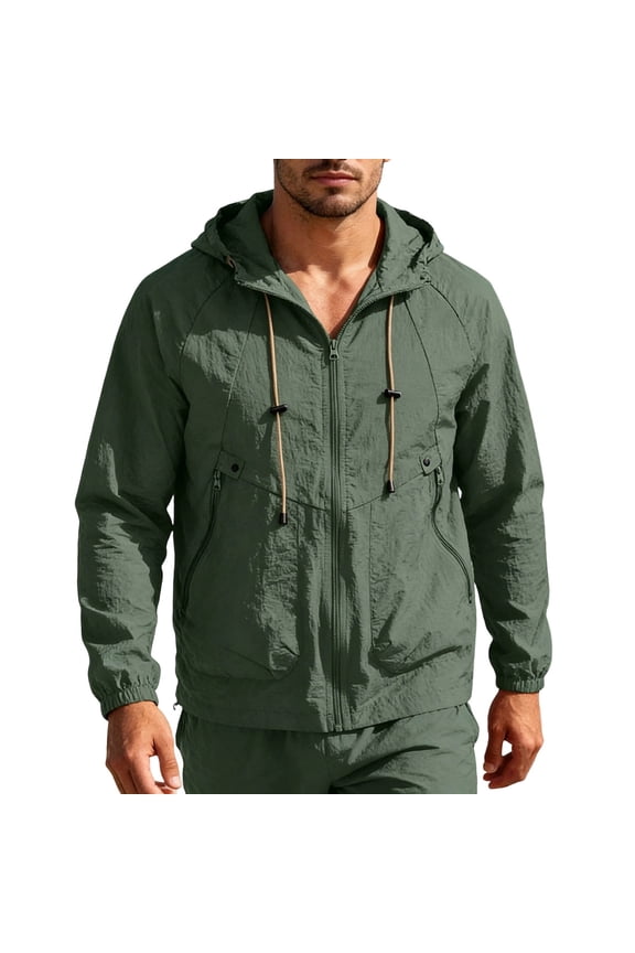 Mens Jacket Waterproof UPF 50+ UV Protection Quick Dry Lightweight Zip Up Hoodie Pullover Dad Gifts