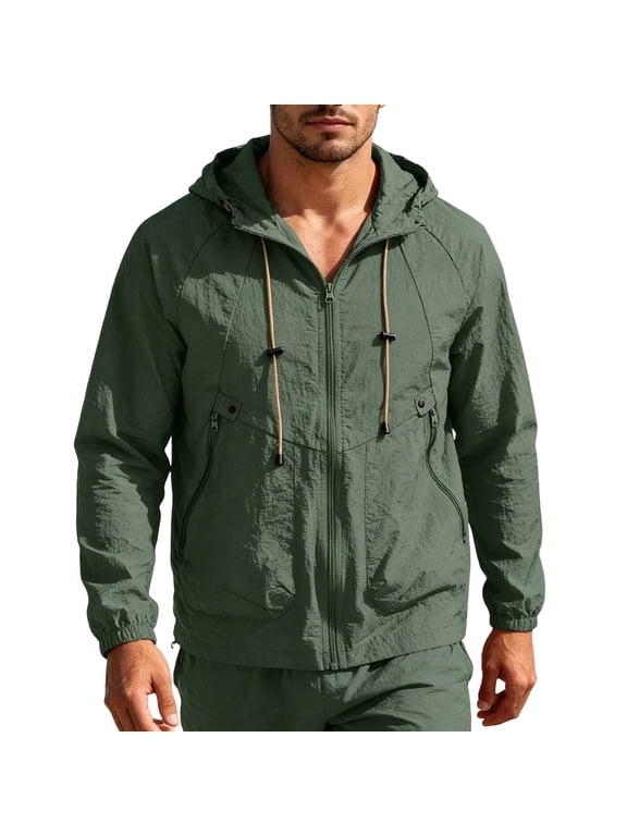Mens Jacket Waterproof UPF 50+ UV Protection Quick Dry Lightweight Zip Up Hoodie Pullover Dad Gifts