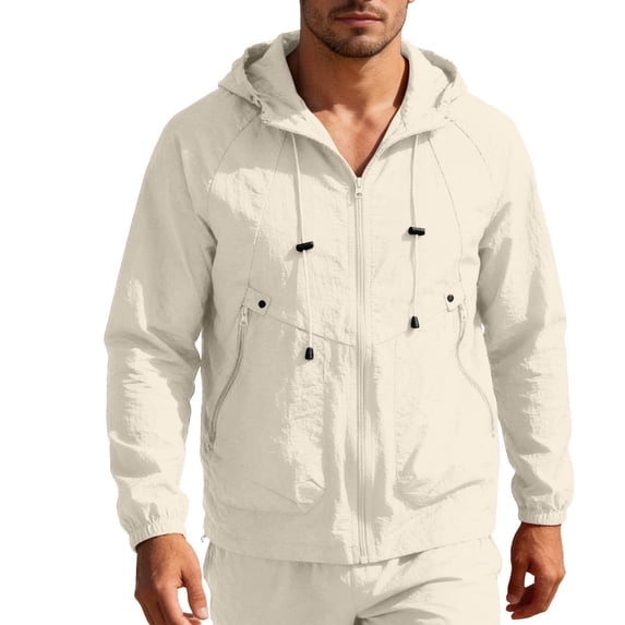 Mens Jacket Waterproof UPF 50+ UV Protection Quick Dry Lightweight Zip Up Hoodie Pullover Dad Gifts