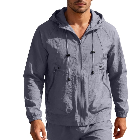 Mens Jacket Waterproof UPF 50+ UV Protection Quick Dry Lightweight Zip Up Hoodie Pullover Dad Gifts