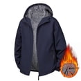 thumbnail image 1 of Mens Jacket Winter Jackets for Men Plus Size Windproof Hooded Outdoor Fleece Lined Coats with Hidden Pocket Hiking Full Zip Drawstring Warm Zipper Pockets Coat Casual Stylish Outerwear, 1 of 5