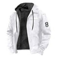 thumbnail image 1 of Mens Jacket Winter Vintage Solid Color Zip Up Warm Fleece Sherpa Lined Coats with Pockets Thermal Coat White XL, 1 of 3