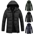 thumbnail image 1 of Mens Jackets Big And Tall Cold Weather Wear Thick Warm Men's Coat with Hood Windbreaker Full-Zip Outdoor Work Men's Winter Coats, 1 of 9