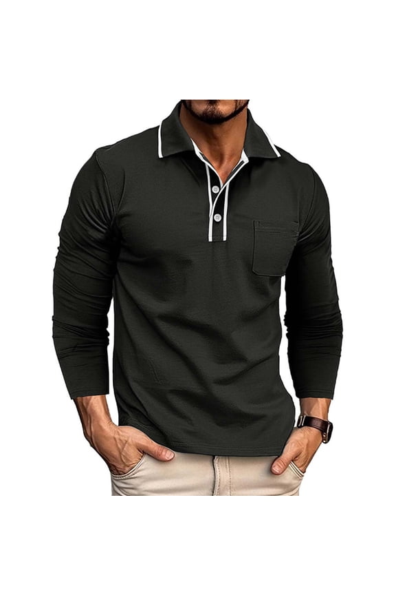 Mens Jackets Button Half-cardigan Pocket Long Sleeves Flip Collar Casual Shirt Coats for Men